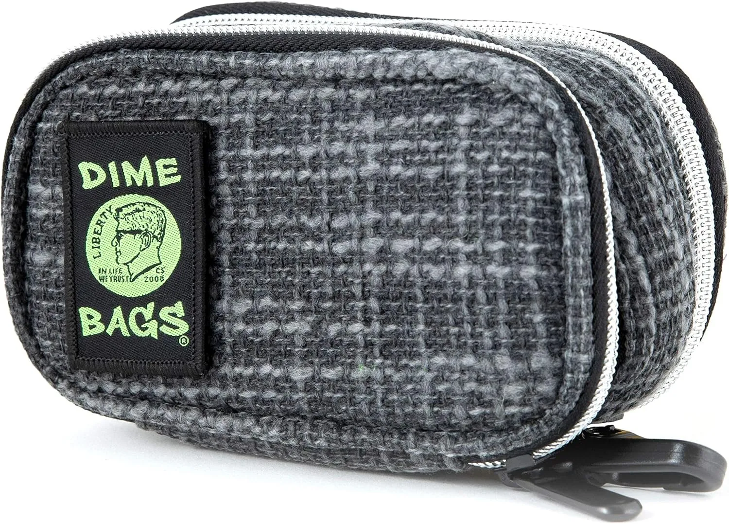 DIME BAGS - Pod Padded Travel Case with Keychain Clip - Protective Hemp Pouch with Padded Interior (6 Inch, Black)