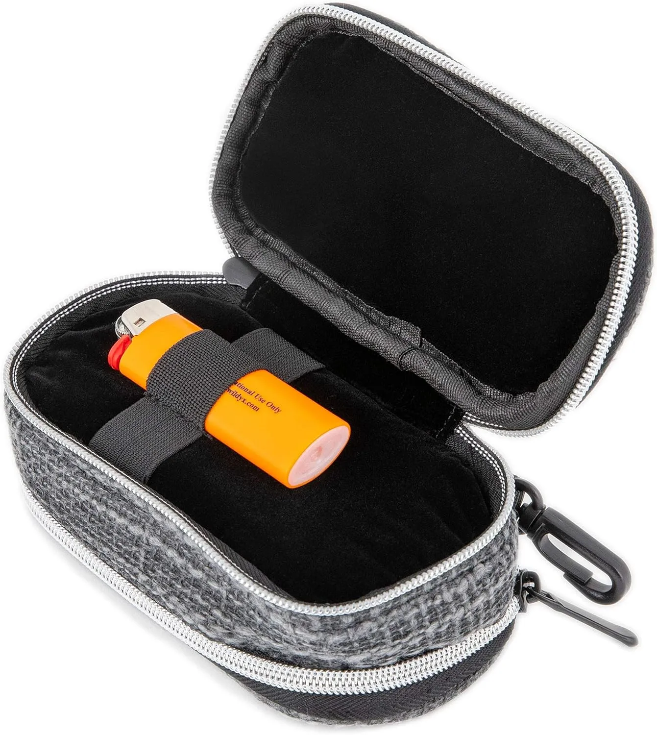DIME BAGS - Pod Padded Travel Case with Keychain Clip - Protective Hemp Pouch with Padded Interior (6 Inch, Black)