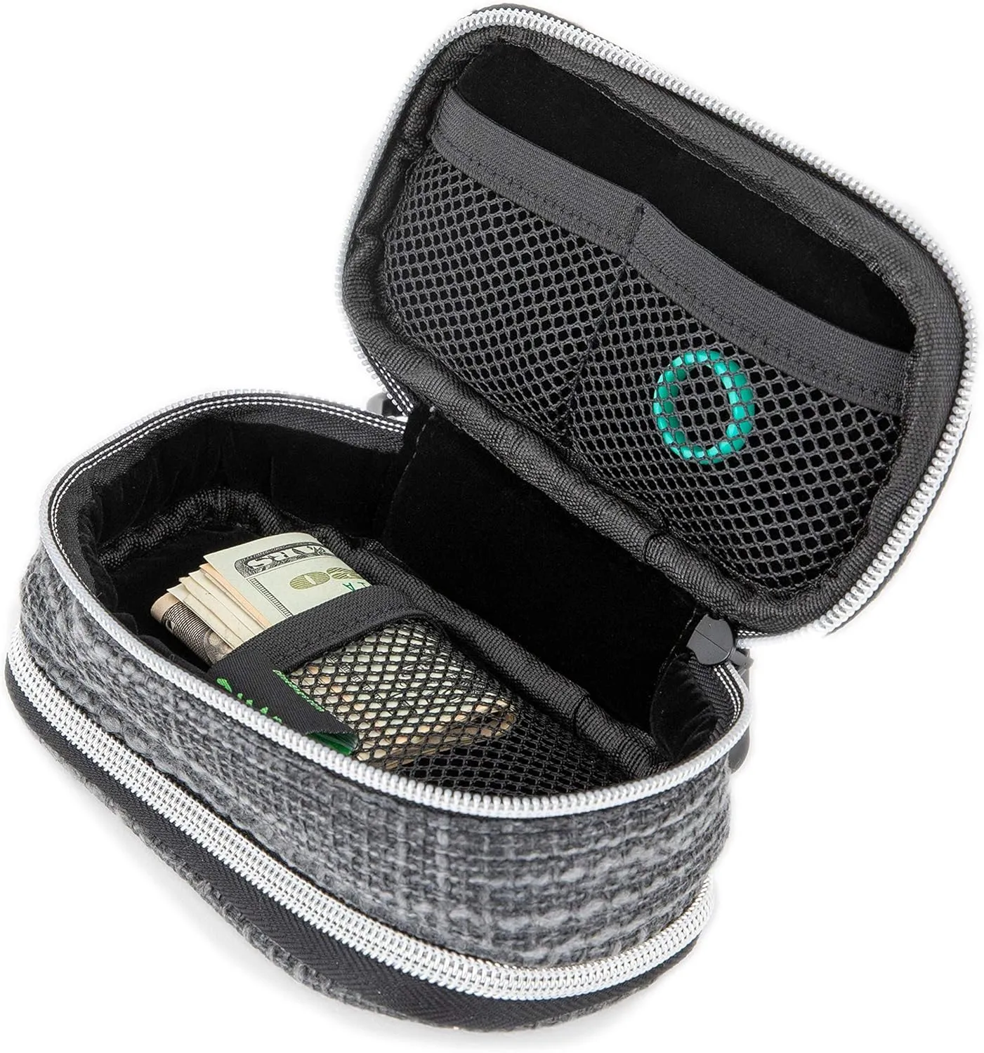DIME BAGS - Pod Padded Travel Case with Keychain Clip - Protective Hemp Pouch with Padded Interior (6 Inch, Black)