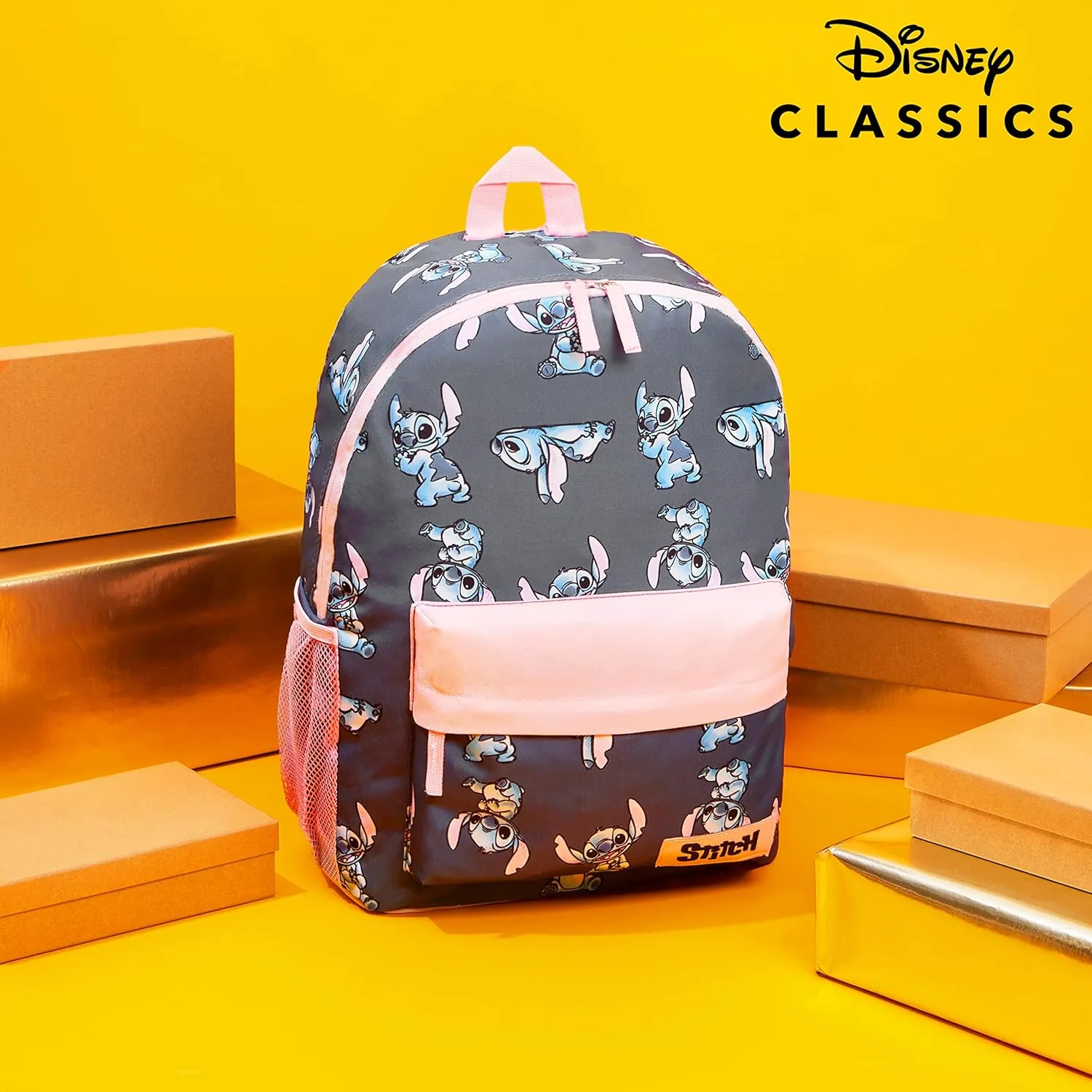 Disney Backpack for Girls, Stitch School Bags for Girls (Navy/Pink)