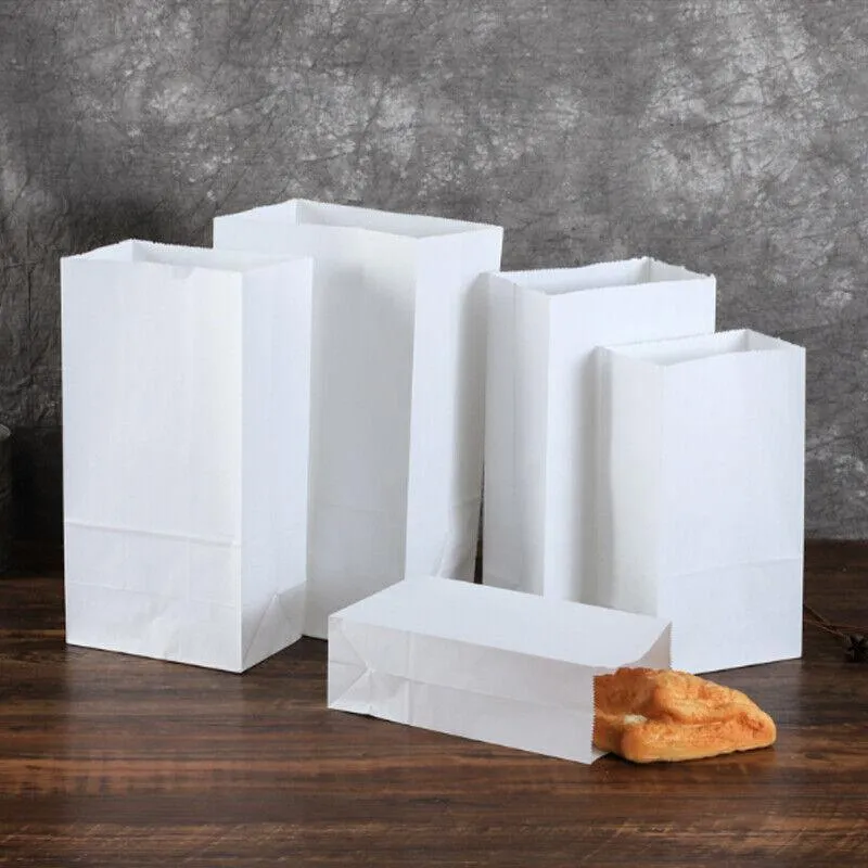 Disposable Greaseproof Paper Bags 100PCS 3Sizes White