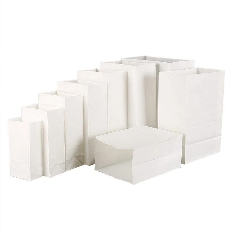 Disposable Greaseproof Paper Bags 100PCS 3Sizes White