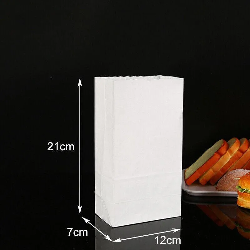 Disposable Greaseproof Paper Bags 100PCS 3Sizes White