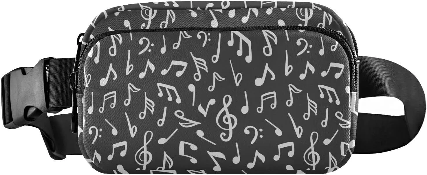 Doodle Chalk Music Notes Fanny Packs for Women Men Belt Bag with Adjustable Strap Fashion Waist Packs Crossbody Bag Waist Pouch Waist Pack Bag for Travel Workout Outdoor