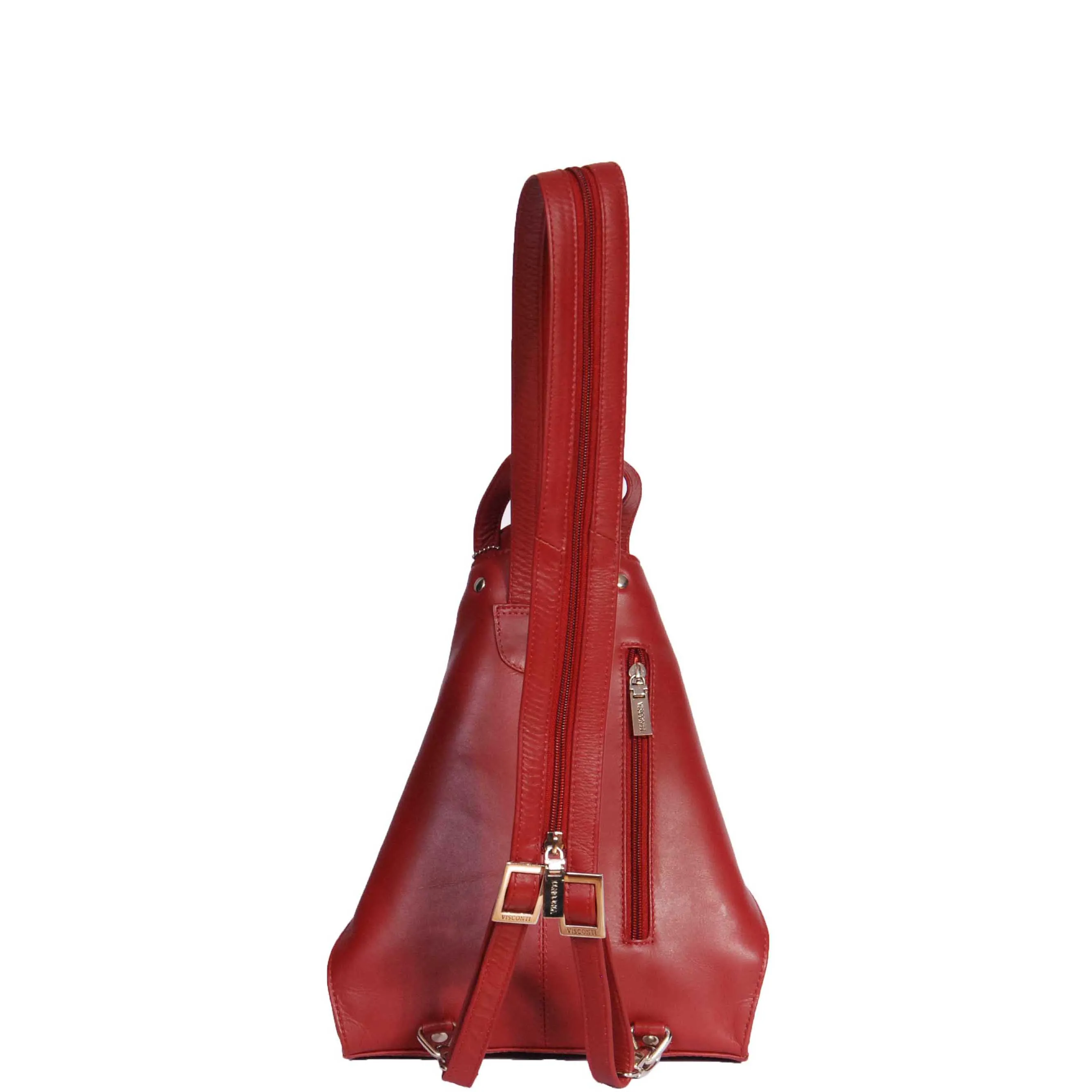 DR381 Small Travel Leather Backpack Red
