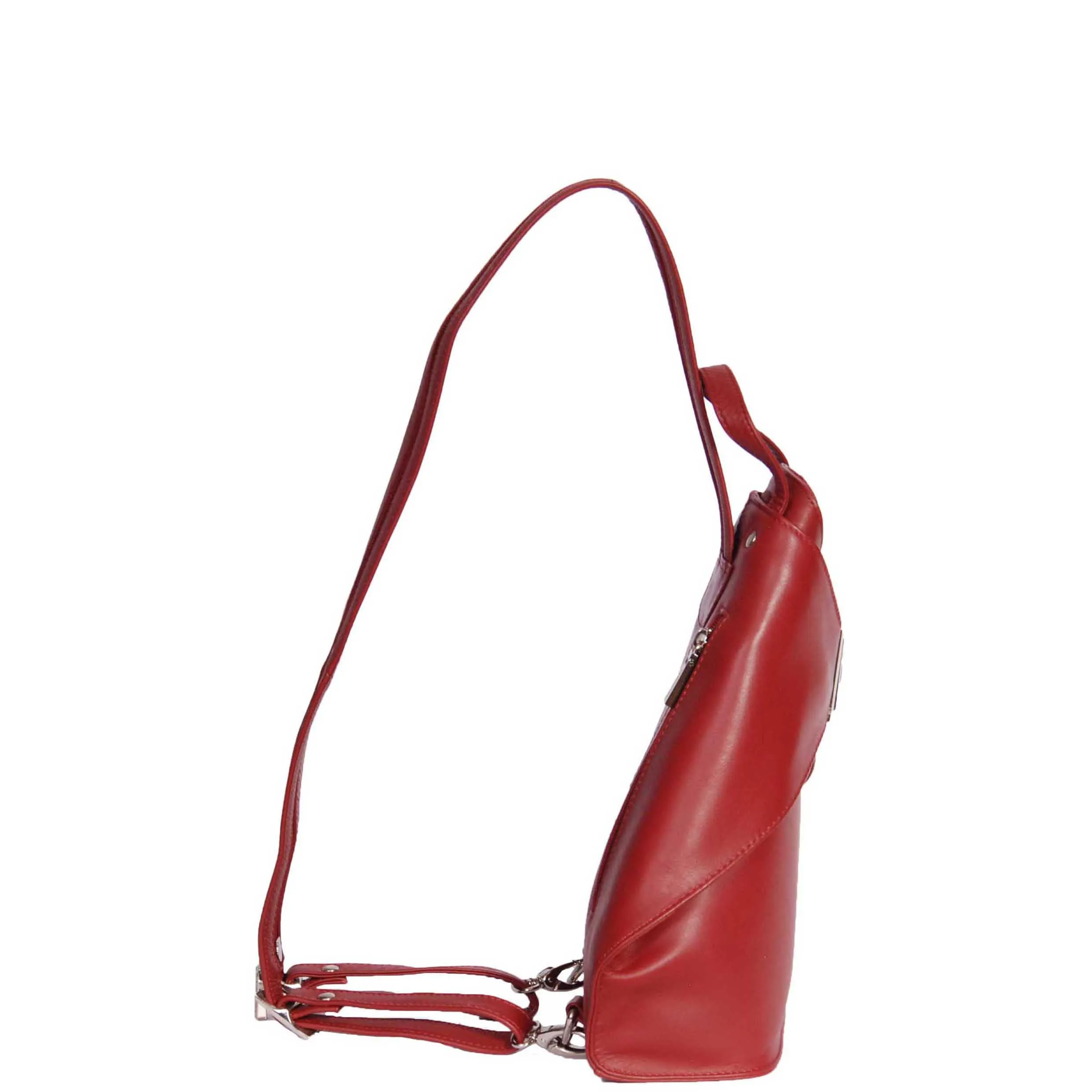 DR381 Small Travel Leather Backpack Red