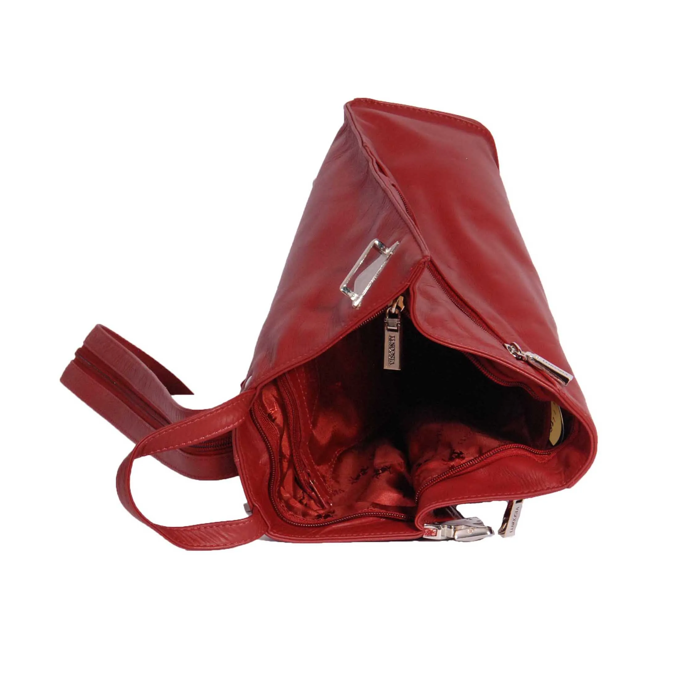 DR381 Small Travel Leather Backpack Red