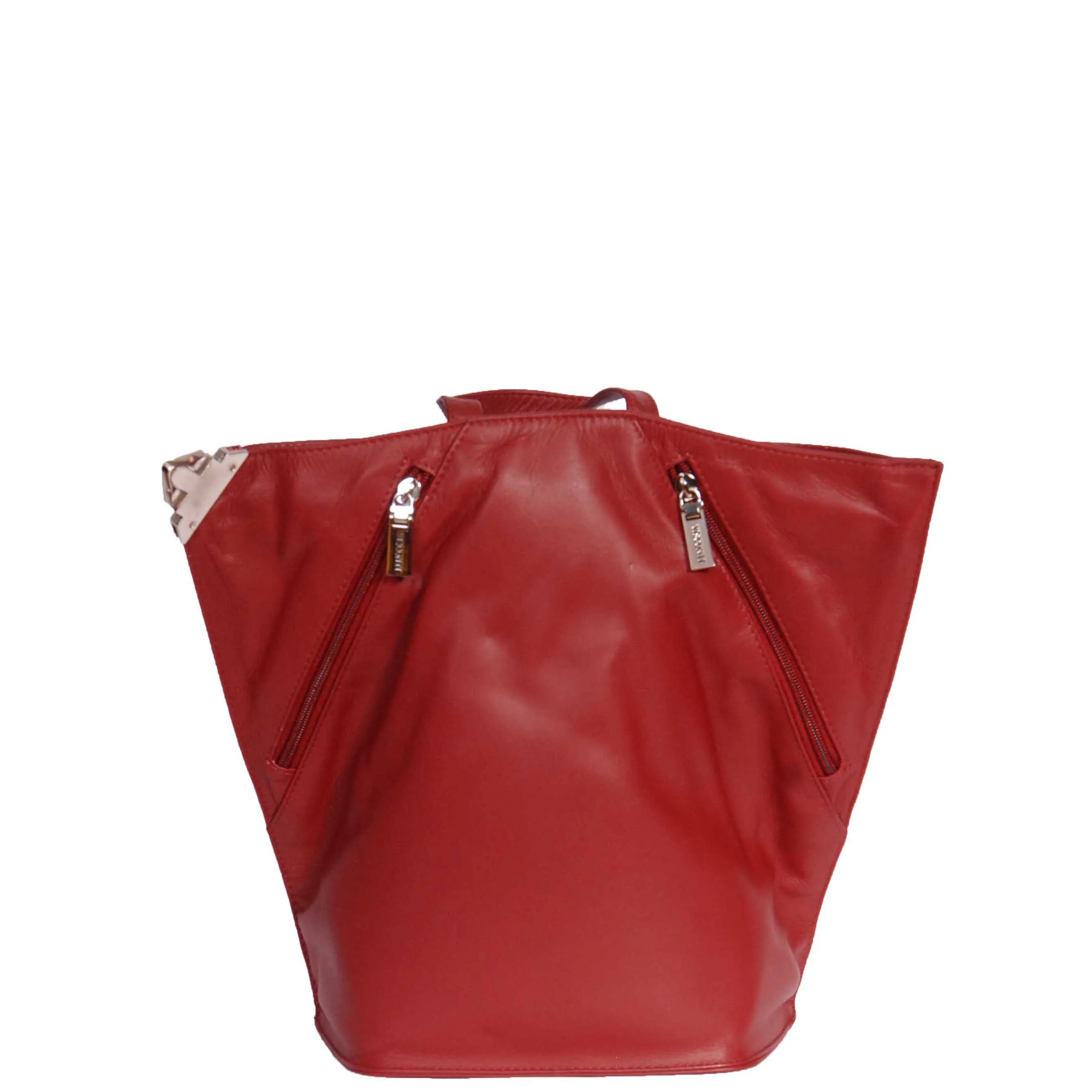 DR381 Small Travel Leather Backpack Red