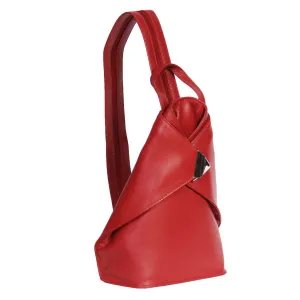 DR381 Small Travel Leather Backpack Red