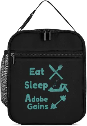 Eat Sleep Gains Repeat Insulated Lunch Bag Leakproof Insulated Cooler Bag with Handbags Side Pocket for Adults