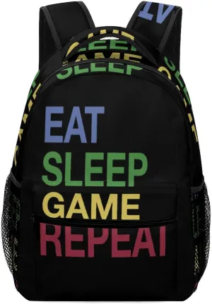 Eat Sleep Game Unisex Backpack Casual Daypacks Lightweight Shoulders Bag for Camping Hiking Travel Gear
