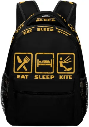 Eat Sleep Kite Repeat Unisex Backpack Casual Daypacks Lightweight Shoulders Bag for Camping Hiking Travel Gear