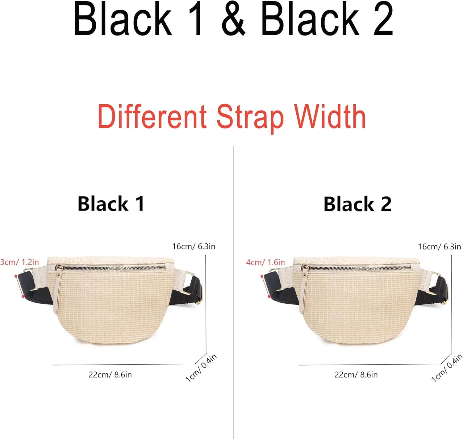 Fanny Packs for Women Embossed Lightweight Waist Pack Zipper Crossbody Belt Bag Sport Pack for Running Hiking Travel Workout