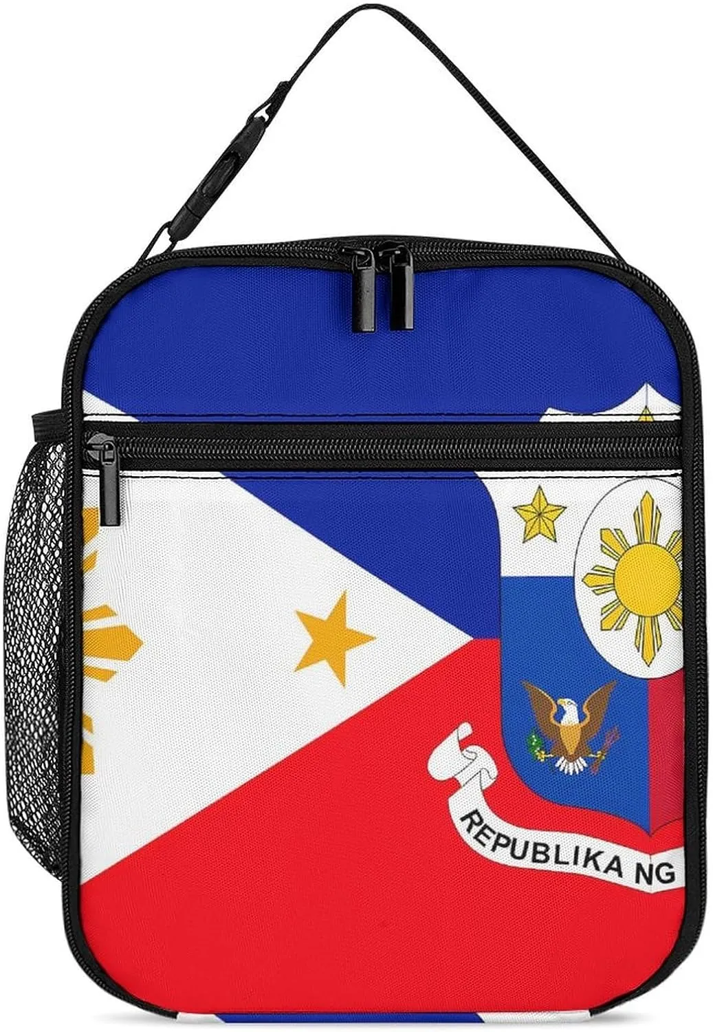 Filipino Philippine Flag National Emblem Lunch Bag for Men Women Small Reusable Leakproof Insulated Lunch Box Adjustable Handbag