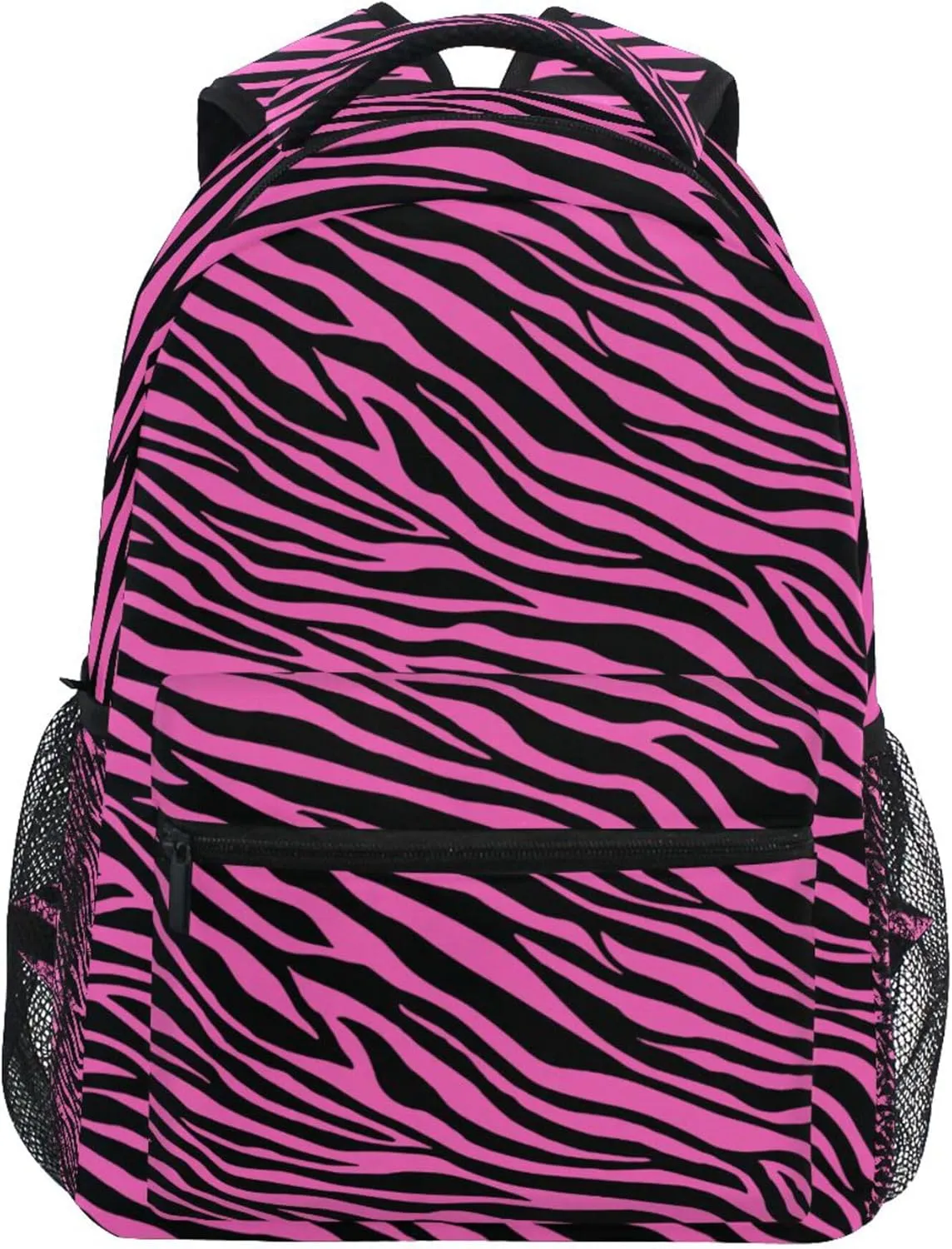 Fisyme Pink Zebra Print Laptop Backpack Bag Bookbag Casual Travel Hiking Computer Notebooks Daypacks