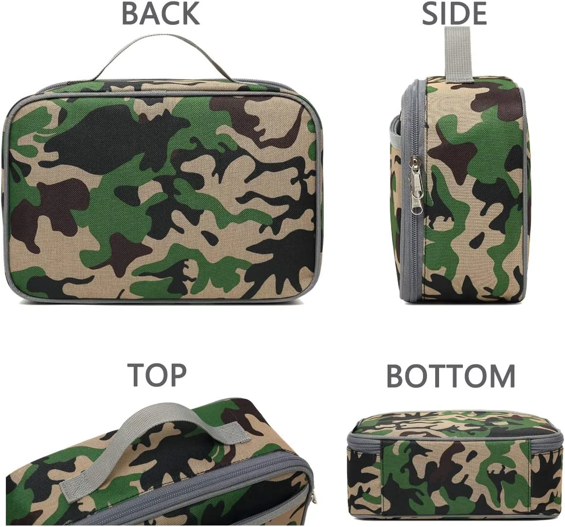 FlowFly Kids Lunch box Insulated Soft Bag Mini Cooler Back to School Thermal Meal Tote Kit for Girls, Boys, Forest