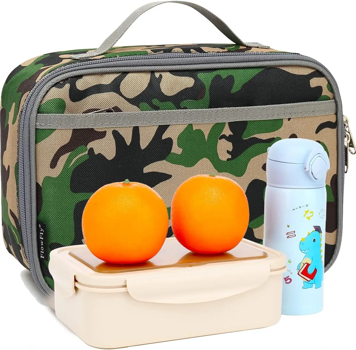 FlowFly Kids Lunch box Insulated Soft Bag Mini Cooler Back to School Thermal Meal Tote Kit for Girls, Boys, Forest