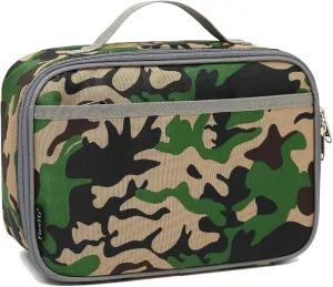FlowFly Kids Lunch box Insulated Soft Bag Mini Cooler Back to School Thermal Meal Tote Kit for Girls, Boys, Forest