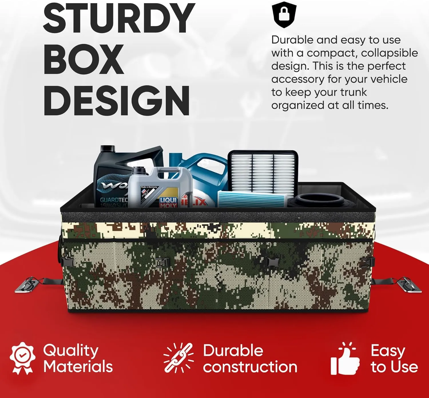 FORTEM Car Trunk Organizer with Cooler, Collapsible Multi Compartment SUV Organizer, Foldable Storage for Car Accessories for Women Men, 600D Oxford, Non Slip Bottom, Securing Straps Soft Cover (105L)