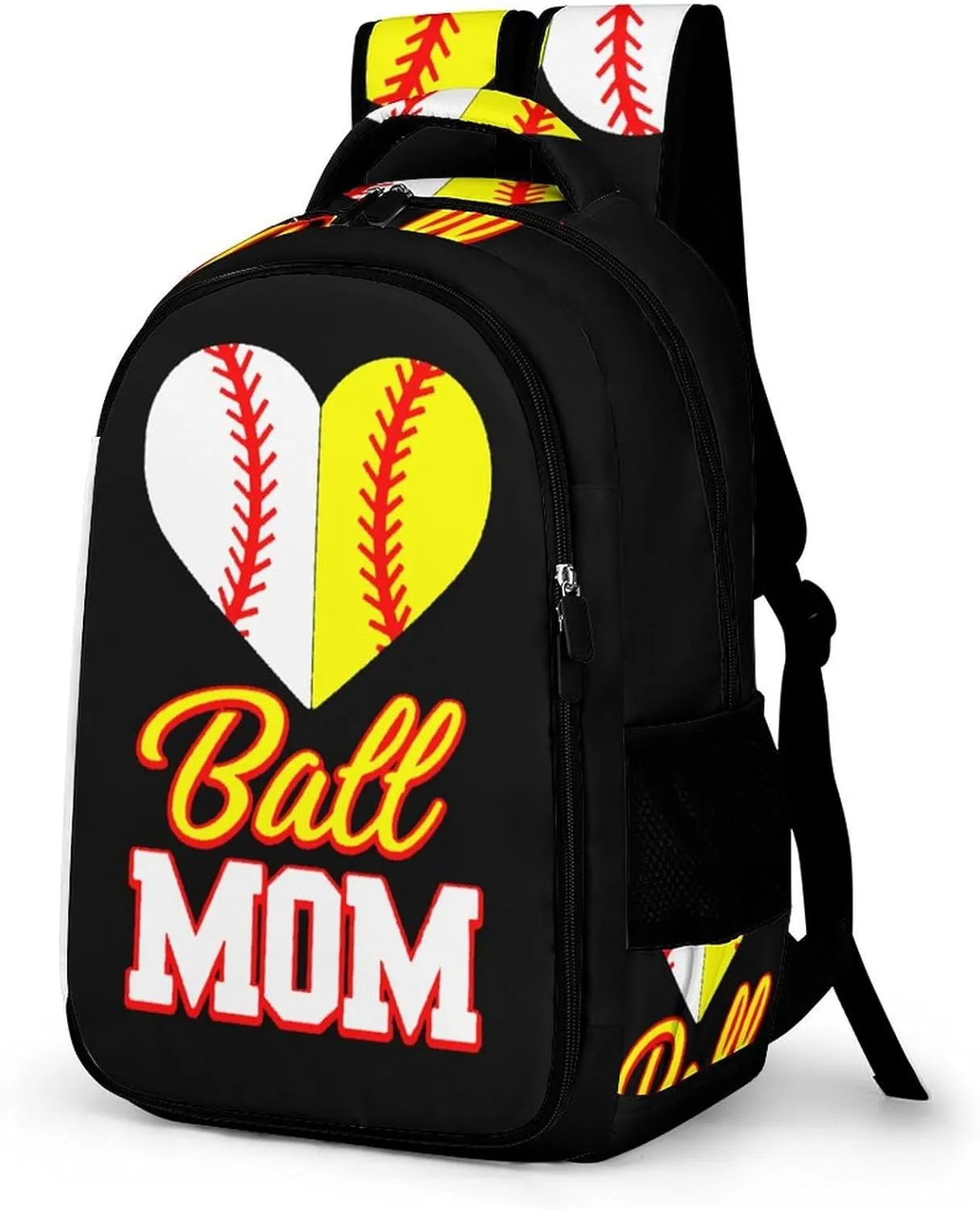 Funny Ball Mom Softball Baseball Travel Backpack Double Layers Laptop Backpack Durable Daypack for Men Women