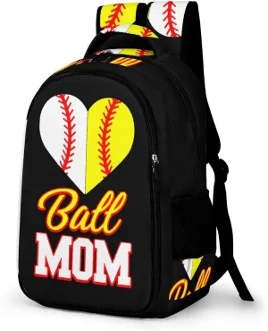 Funny Ball Mom Softball Baseball Travel Backpack Double Layers Laptop Backpack Durable Daypack for Men Women