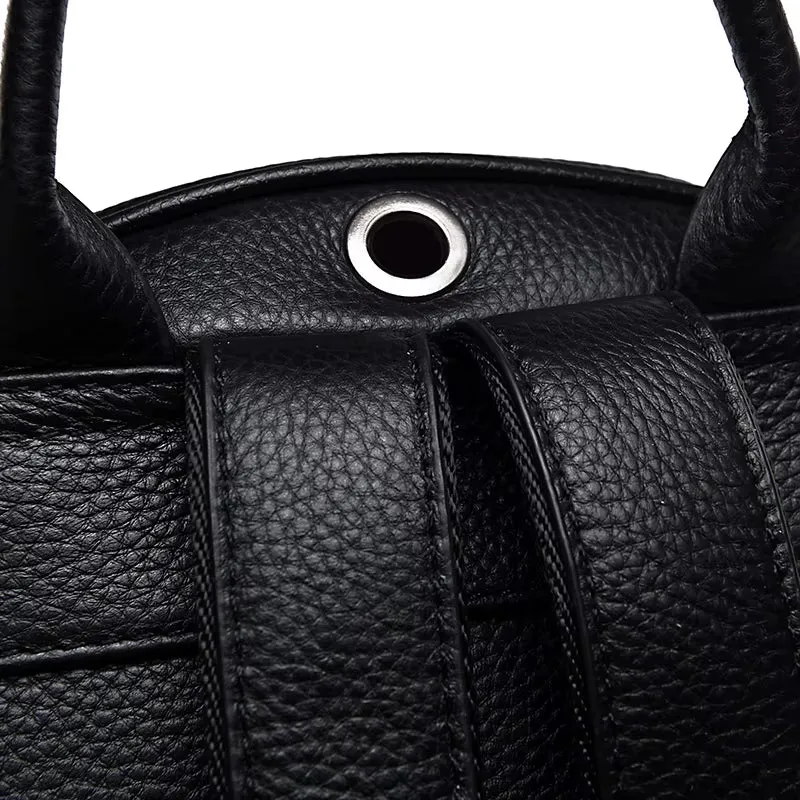 Fusion Rivet Women Backpack Brand Genuine Leather Large Capacity School Laptop Bag