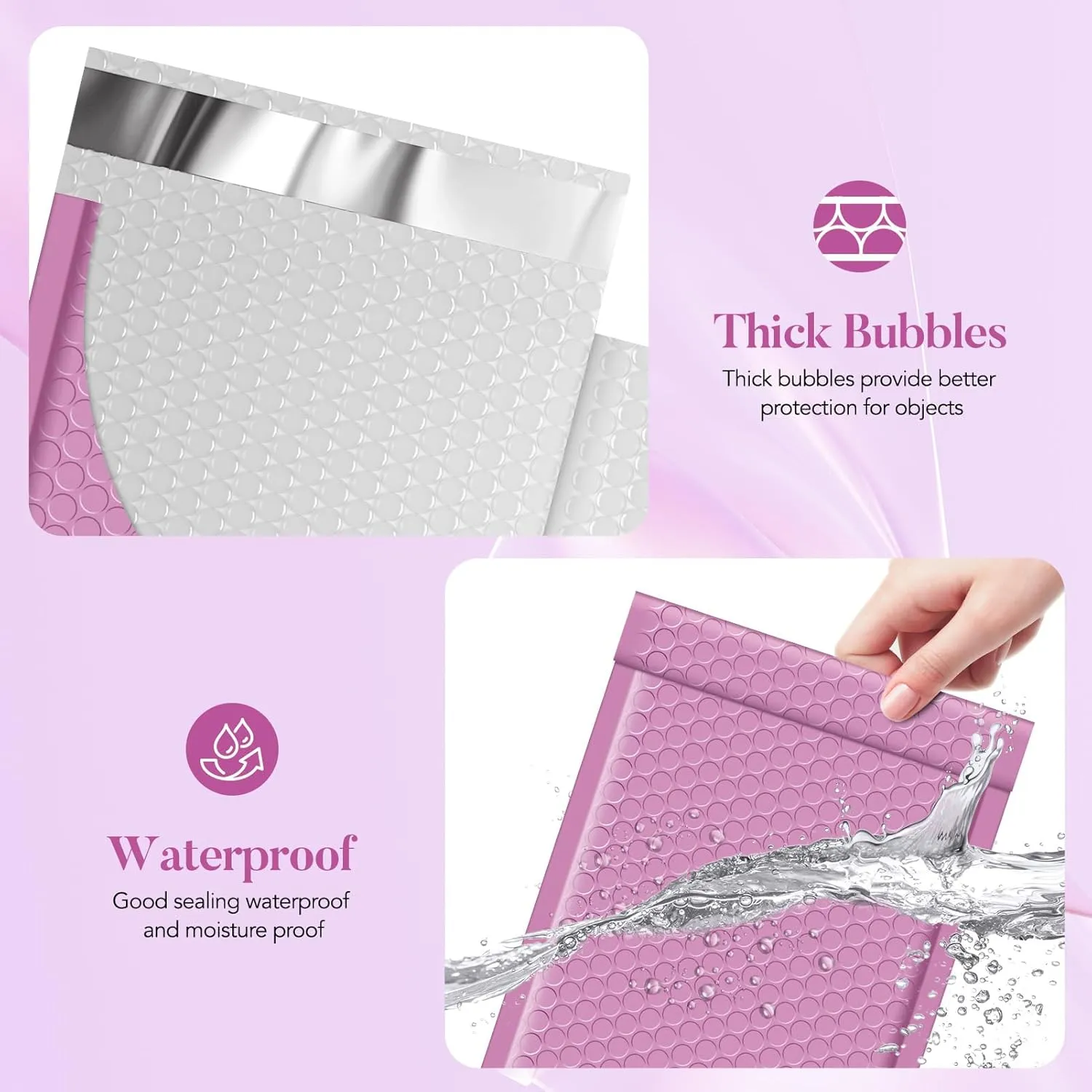 Fuxury Bubble Mailers 6x10" 100 Pack, Pinkish Purple Padded Envelopes Usable Size 6x9" Self Seal Mailing Envelopes Bubble Padded Shipping Bags for Mailing,Packaging, Small Business