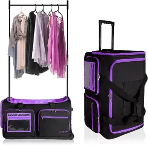 Garment bags for travel,28"dance bag with coat hanger, clothes rack dance suitcase, clothes rack for hanging clothes,Rolling garment bags with wheels