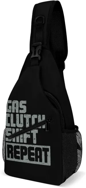 Gas Clutch Shift Repeat Chest Bag for Men Backpack Crossbody Sling Bags Travel Daypack for Outdoors Hiking