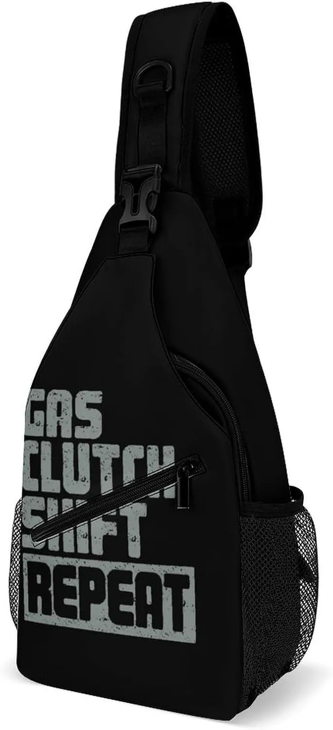 Gas Clutch Shift Repeat Chest Bag for Men Backpack Crossbody Sling Bags Travel Daypack for Outdoors Hiking