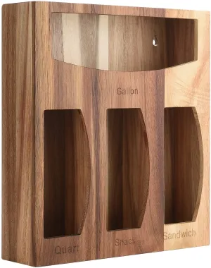 GEYILO Ziplock Bag Storage Organizer, Wood Kitchen Food Storage Bag Organizer Dispenser Box for Drawer, Compatible with Gallon, Quart, Sandwich and Snack Variety Size Bag