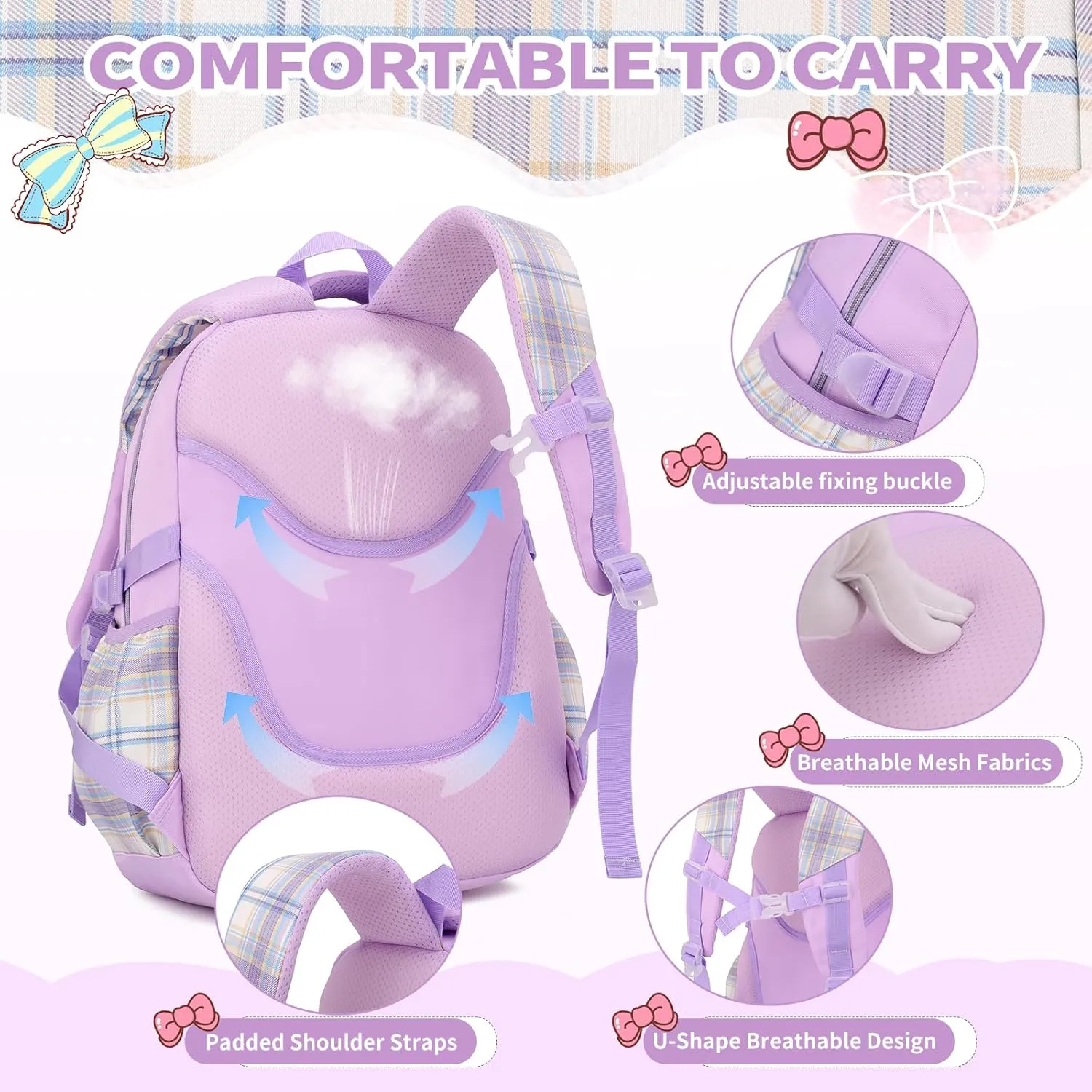 Girl School Backpacks Kids Bookbags Elementary Primary High School Cute 18inch Teen Students Book Bag