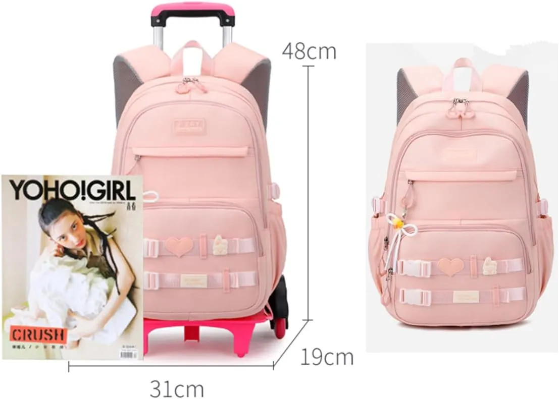 Girls Rolling Backpack Wheeled Backpack for Boys Trolley School Bags Kids Luggage Roller Backpack with Wheels