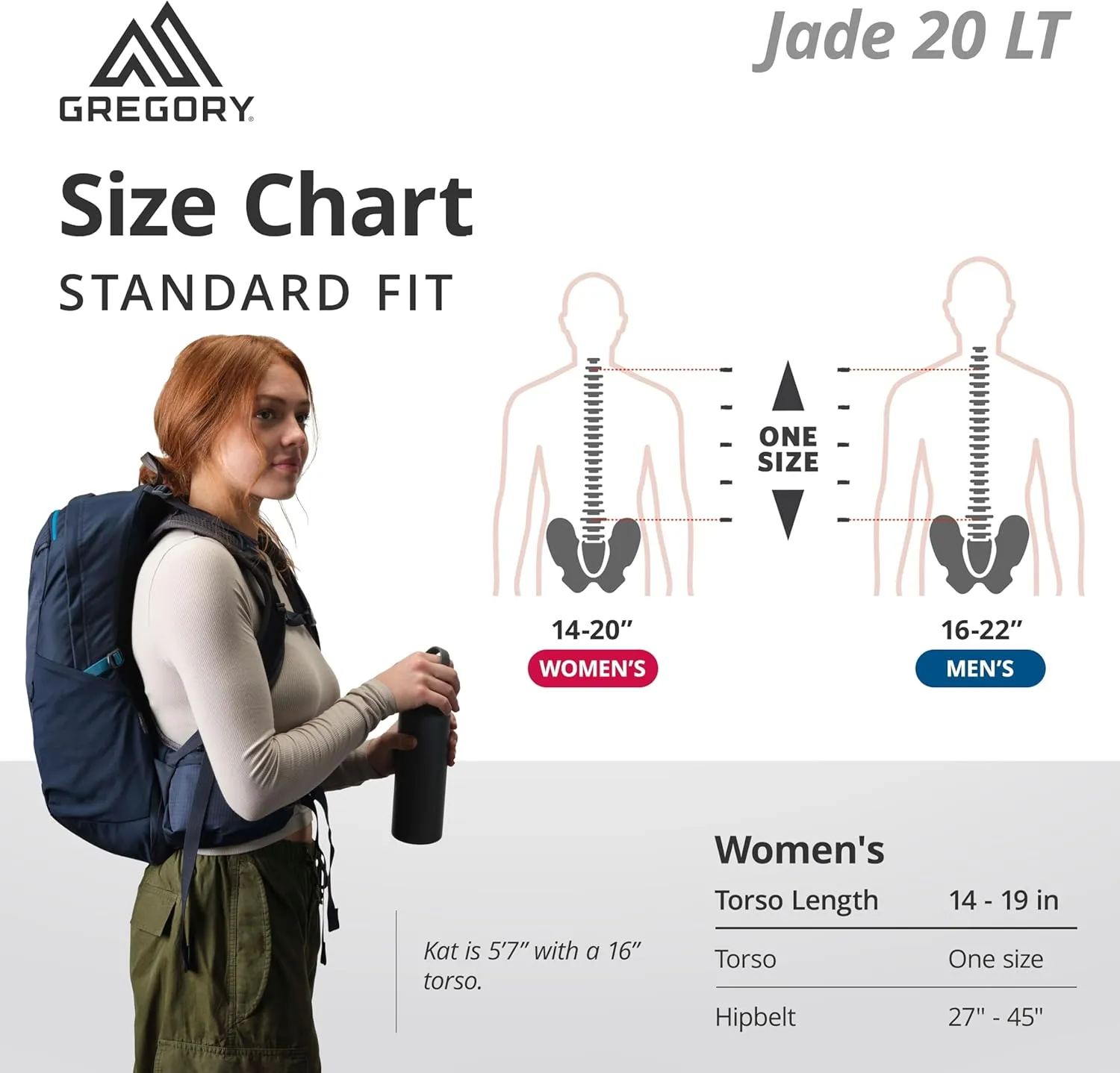 Gregory Jade 20L Women's Day Hiking Backpack, Ventilated Backpanel, Built-In Hydration Attachment for Bladder (Reservoir Not Included), One Size Fits All, Midnight Navy