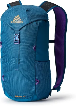 Gregory Nano 16L Unisex Day Hiking/Commuter/Active Travel Backpack, Breathable Backpanel, Hydration Port, Plus Size, Icon Teal