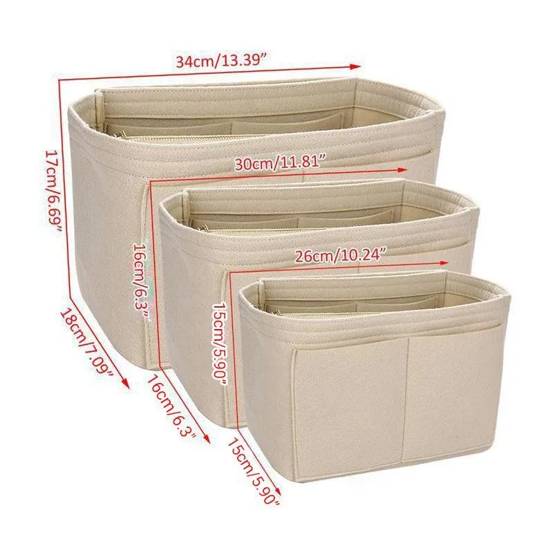 Handbag Insert 1PC 4Colours 3Sizes Felt Tote Purse Pouch