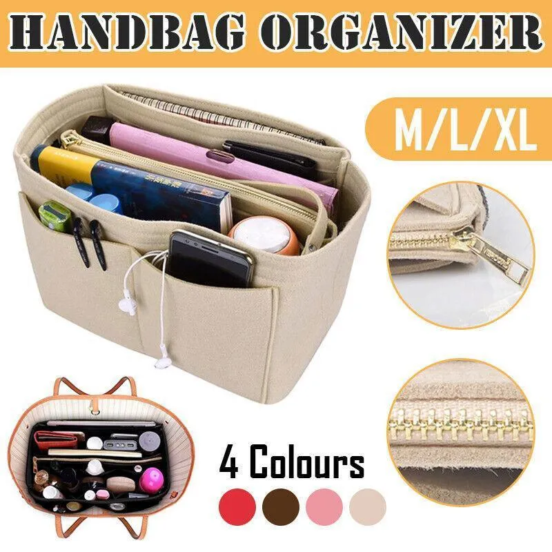 Handbag Insert 1PC 4Colours 3Sizes Felt Tote Purse Pouch