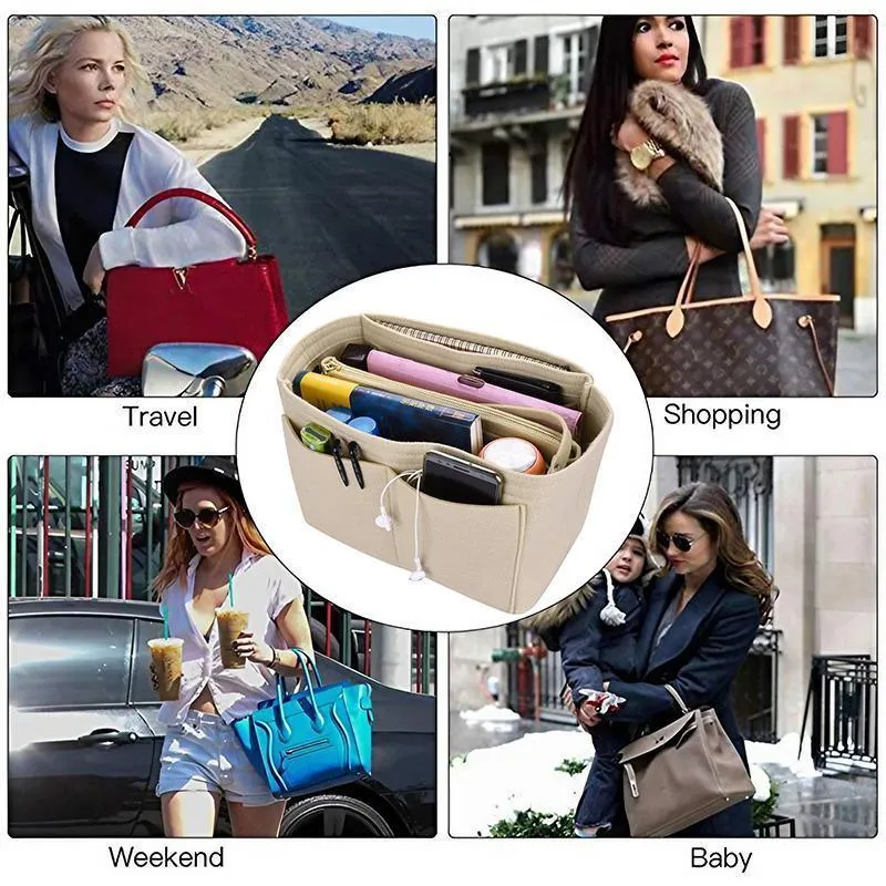 Handbag Insert 1PC 4Colours 3Sizes Felt Tote Purse Pouch