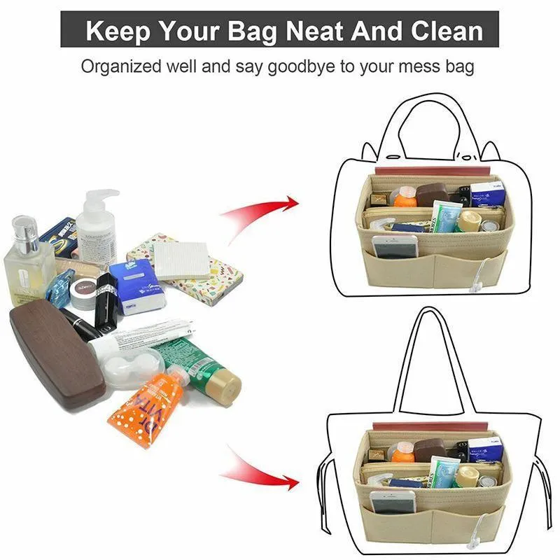 Handbag Insert 1PC 4Colours 3Sizes Felt Tote Purse Pouch
