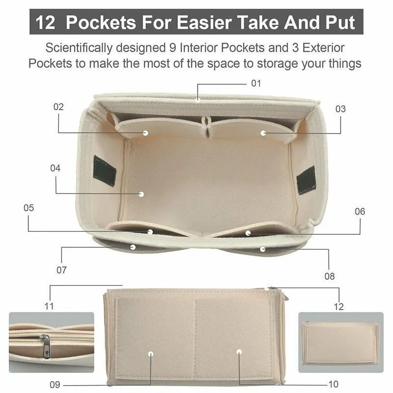 Handbag Insert 1PC 4Colours 3Sizes Felt Tote Purse Pouch