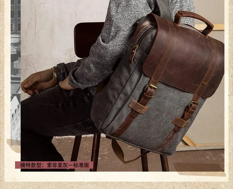 Harlan | Fashion Leather Canvas School Bag