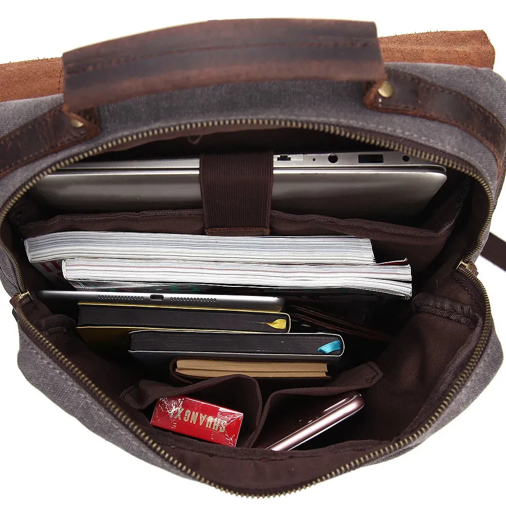 Harlan | Fashion Leather Canvas School Bag