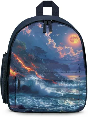 Hawaii Volcanic Eruption Lava in Moon Cute Backpack Lightweight Mini Shoulder Bag Travel Daypack for Camping Picnic