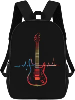 Heartbeat Electric Guitar ECG Travel Backpack 17 Inch Laptop Bag Carry On Backpack Casual Daypack for Weekender Business Hiking
