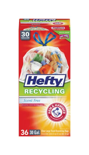 Hefty Arm & Hammer 30 gal Trash Bags Drawstring 36 pk