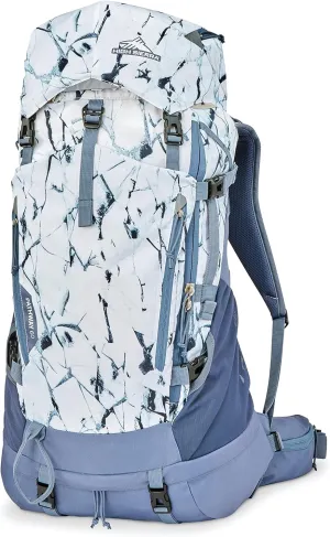 High Sierra Pathway 2.0 Backpack with Hydration Storage Sleeve, for Hiking, Biking, Camping, Traveling, White Cracked Ice/Grey Blue, 60L