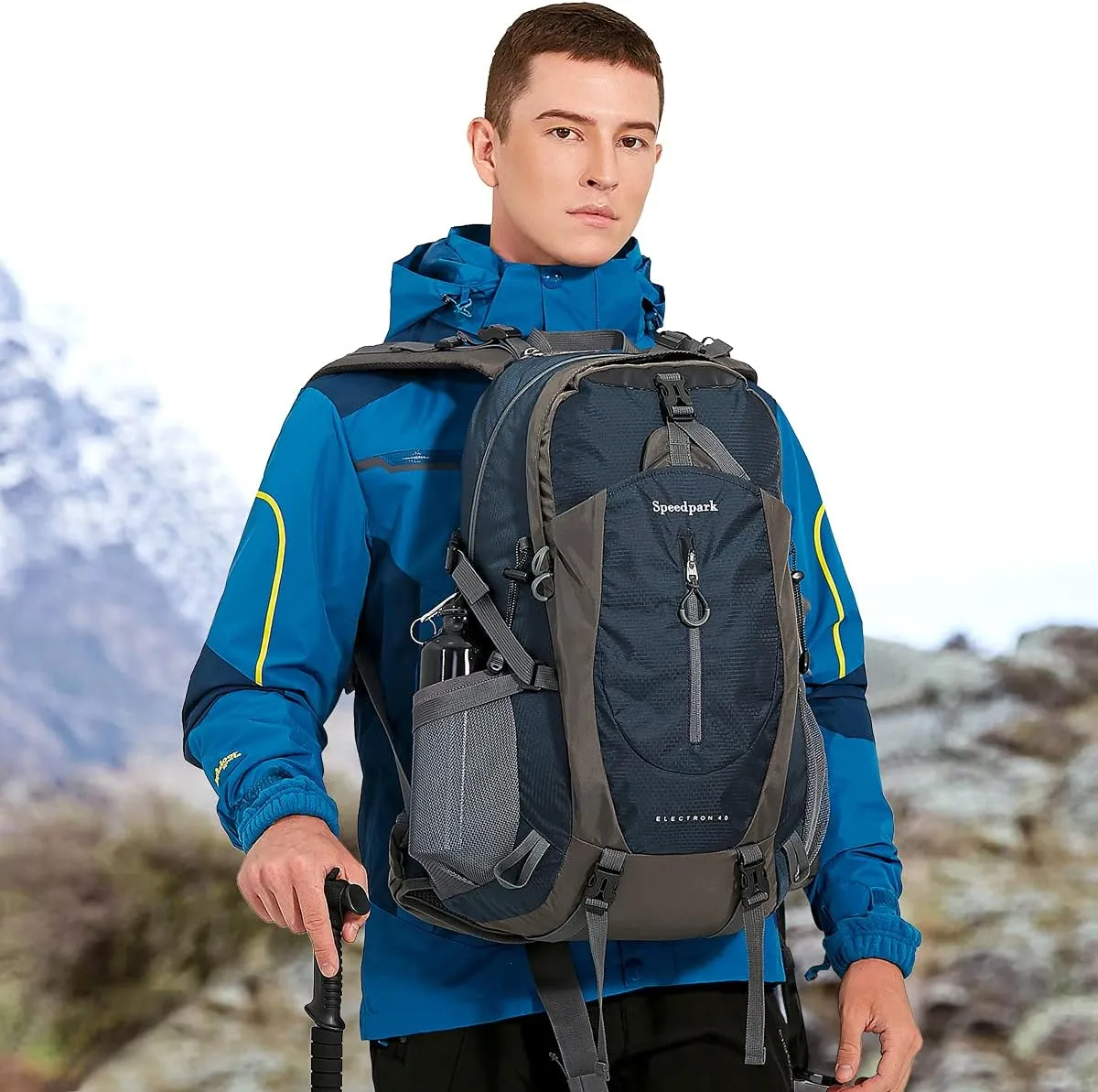 Hiking Backpack 40L Waterproof Hiking Daypack with Rain Cover, Outdoor Trekking Travel Backpacks for Men Women