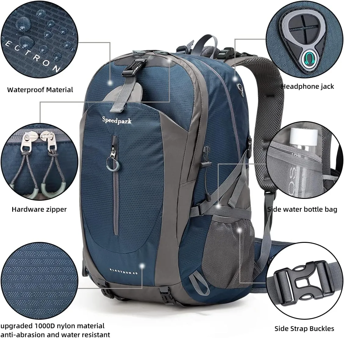 Hiking Backpack 40L Waterproof Hiking Daypack with Rain Cover, Outdoor Trekking Travel Backpacks for Men Women