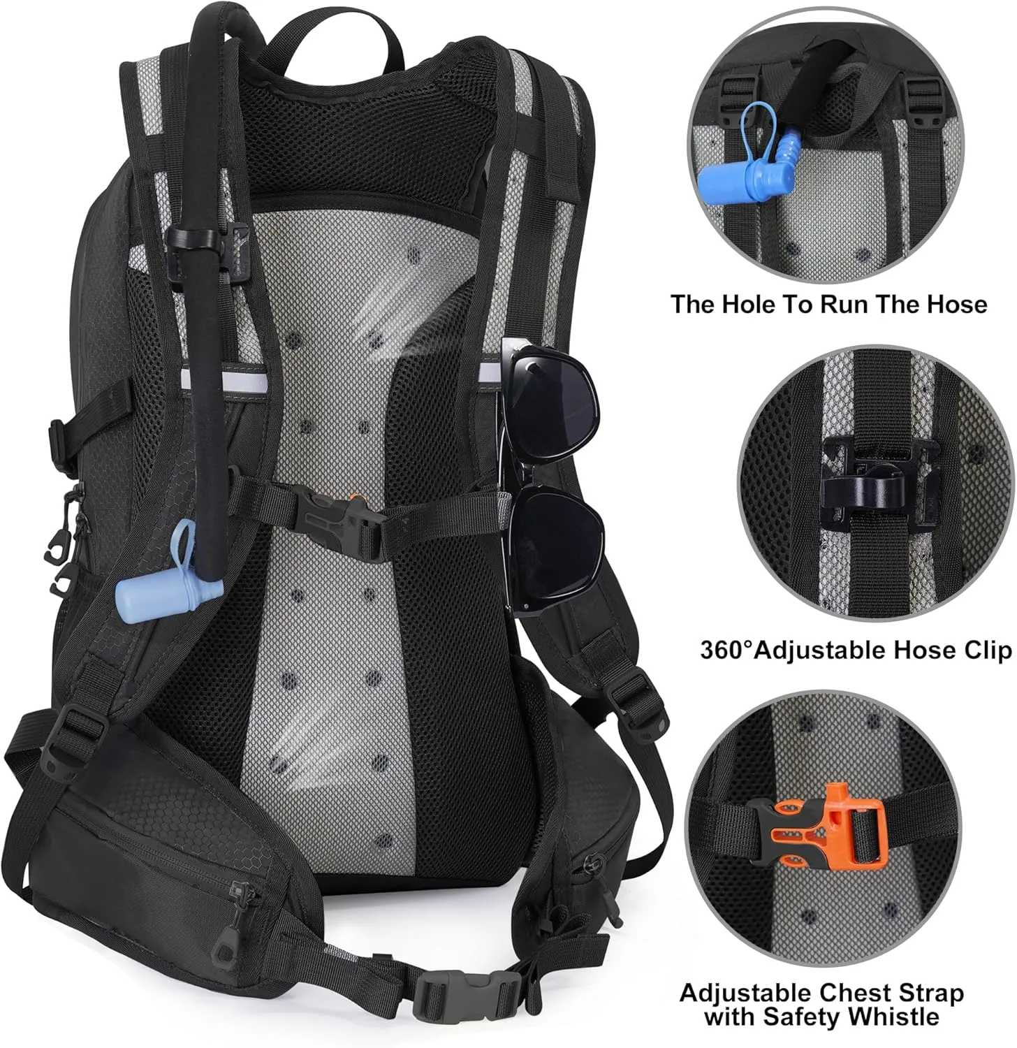 Hiking Backpack with 2L Water Bladder, Hiking Water Backpack with Rain Cover, Insulated Hydration Backpack for Cycling