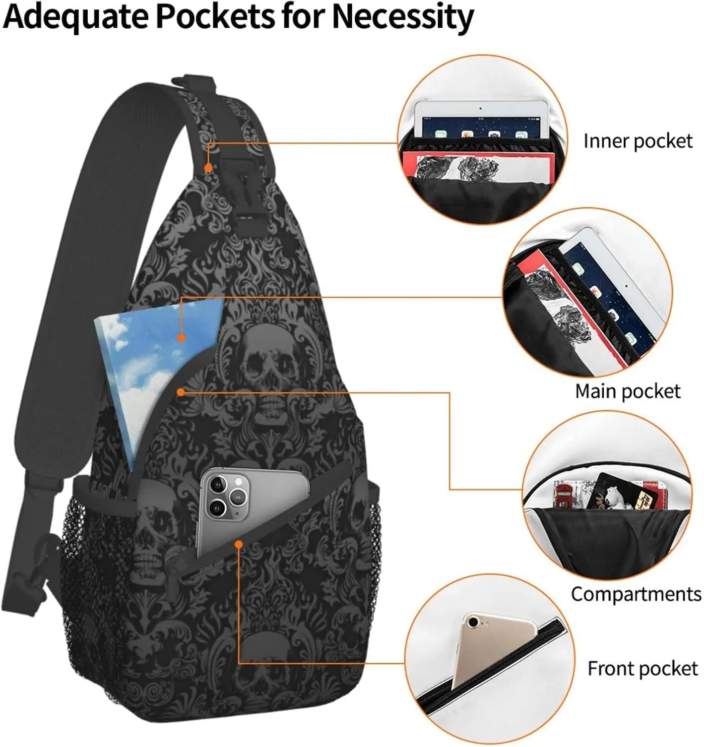 Hiking Daypacks Crossbody Shoulder Bag,Adjustable Strap High Capacity,For Men Women Outdoor Cycling Travel